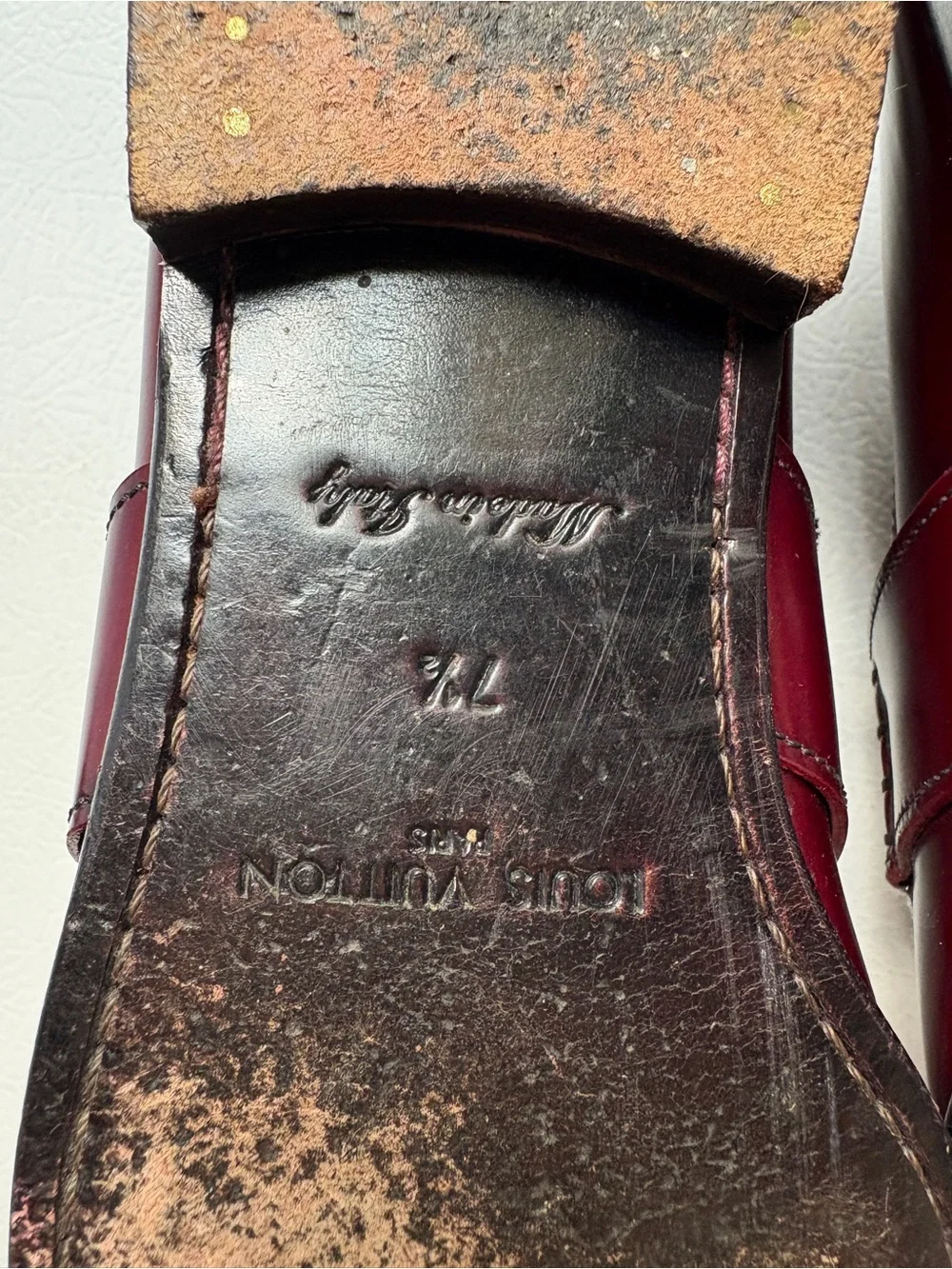 Louis Vuitton Men’s Burgundy Leather Penny Loafers